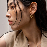 Clam Two line Large Hoop Earrings EAMM4006