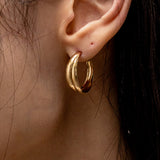 Clam Two line Large Hoop Earrings EAMM4006