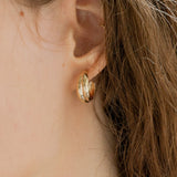 Clam Two line Hoop Earrings - Medium EAMM4005
