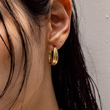 Clam Two line Hoop Earrings - Large EAMM4006