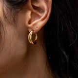 Clam Two line Hoop Earrings - Large EAMM4006