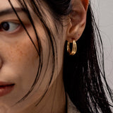 Clam Two line Hoop Earrings - Large EAMM4006
