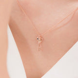 Blue Diamond Heart Key Necklace NJUS4027D