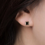 Black Square 4mm Stud Earrings EJCM4092