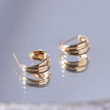 Clam Two line Hoop Earrings - Small EAMM4004