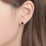 14K Gold 5mm Square Black CZ Stud Earrings ENOM4168