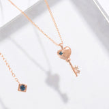 Blue Diamond Heart Key Necklace NJUS4027D