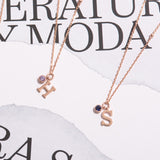 14k Rose Gold Birthstone My first Initial Necklace NJUM4034