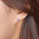 Square Bezel Lavender Stud Earrings EJCM4089