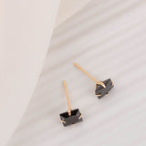 14K Gold 5mm Square Black CZ Stud Earrings ENOM4168