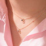 14k Rose Gold Birthstone My first Initial Necklace NJUM4034