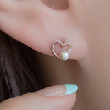 Modern Heart Pearl Earrings ETRM4063