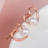 Modern Heart Pearl Earrings ETRM4063