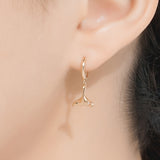 Lucky U Whale Tail Drop Hoop Earrings ETRM4402