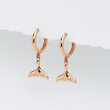 Lucky U Whale Tail Drop Hoop Earrings ETRM4402