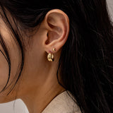 Clam Two line Hoop Earrings - Small EAMM4004