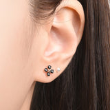 [50% OFF] 925 Silver Black Flower Earrings EOOM1222