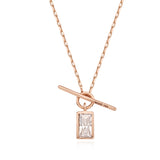 14k Gold Baguette Cut Toggle Necklace NONM4095