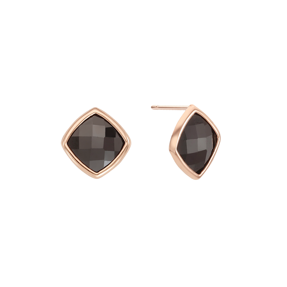 Round Squre Black Stud Earrings EJCM4259