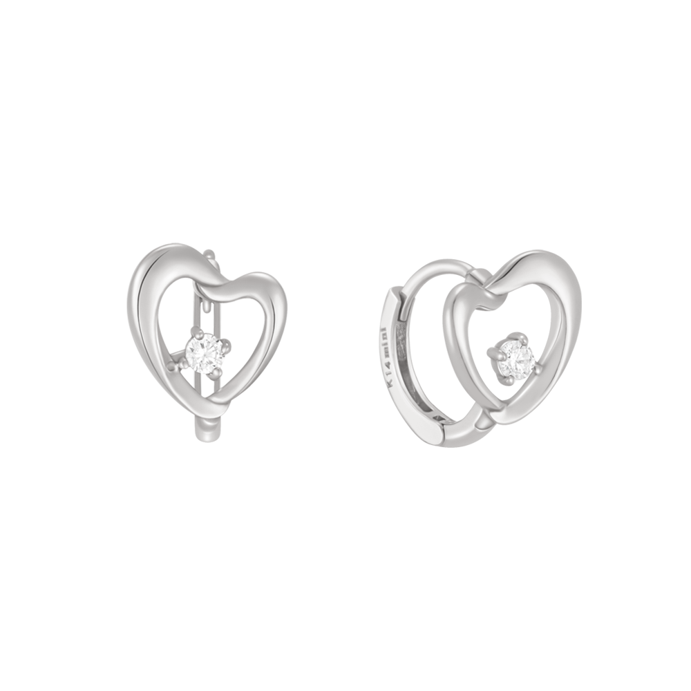 Lovesome Heart Diamond Hoop Earrings ELKS4171L