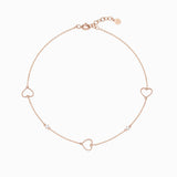 Milgrain triple heart chain Anklet FMSM4065