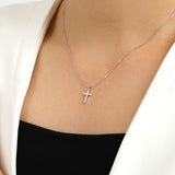 [Platinum] Plain Cross Necklace NAAM5001