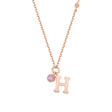 14k Rose Gold Birthstone My first Initial Necklace NJUM4034