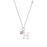 14k White Gold Birthstone My first Initial Necklace NJUM4034