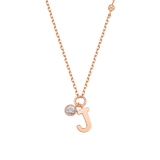 14k Rose Gold Birthstone My first Initial Necklace NJUM4034