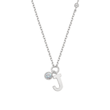 14k White Gold Birthstone My first Initial Necklace NJUM4034