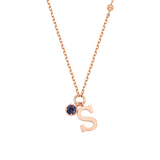 14k Rose Gold Birthstone My first Initial Necklace NJUM4034