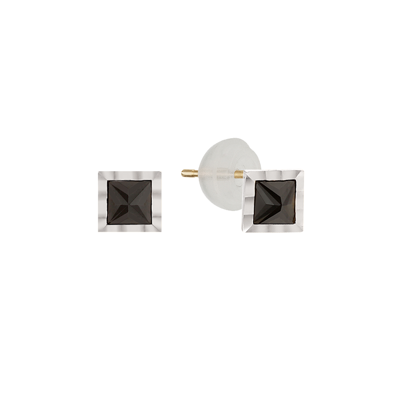 Black Square 4mm Stud Earrings EJCM4092