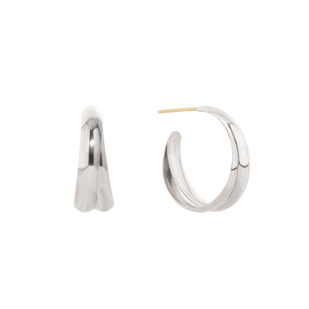 Clam Two line Hoop Earrings - Medium EAMM4005