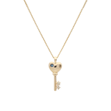 Blue Diamond Heart Key Necklace NJUS4027D