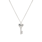 Blue Diamond Heart Key Necklace NJUS4027D