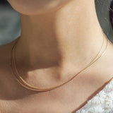 14k Gold Basic Cube Double Chain Necklace NMSM4070
