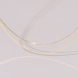 14k Gold Basic Cube Double Chain Necklace NMSM4070