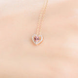PinK Tourmaline Zodiac Heart Dream Necklace NJUM4033-4