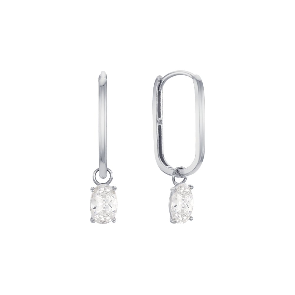 Simple Clip Oval Charm Huggie Earrings ETRM4354