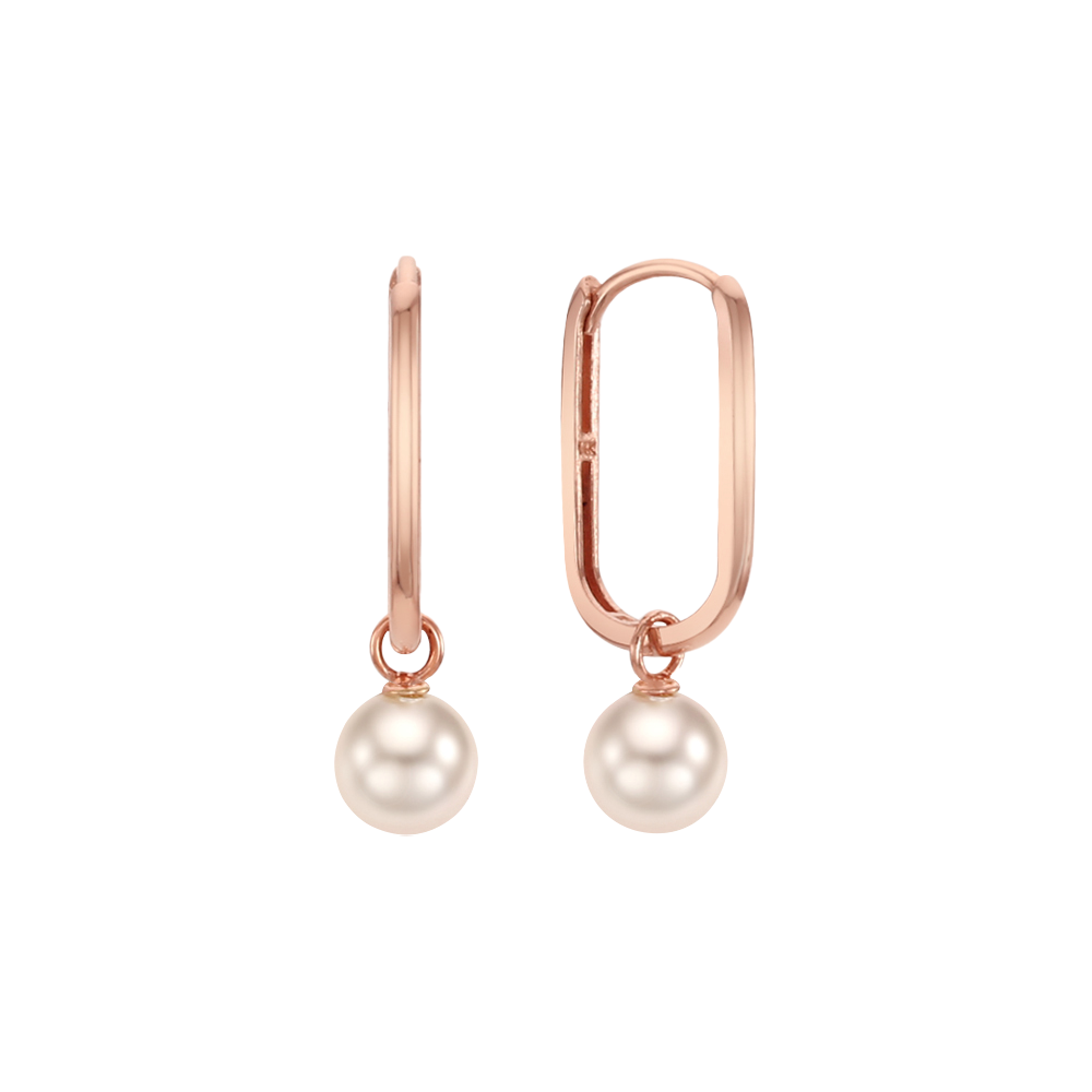 Simple Clip Pearl Charm Huggie Earrings ETRM4356